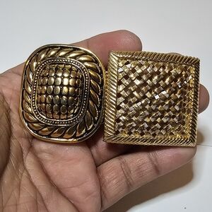 Vintage Paquette Geometric Gold Tone Mixed Matched Belt Buckle